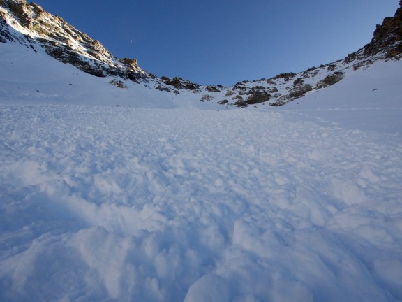 Looking back up the avalanche from where they stopped.