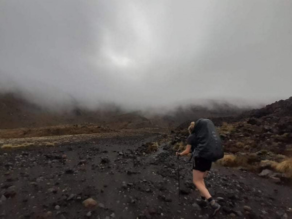 Abbie Law and her tramping party made the decision to turnaround after striking bad weather on the Tongariro Alpine Crossing (TAC). PHOTO/ABBIE LAW