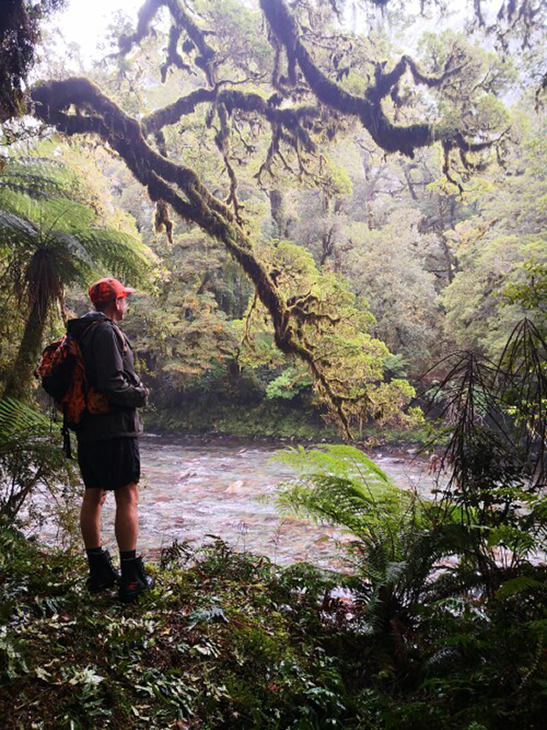 Richard Wells eyeing up the Moeraki River, South Westland.