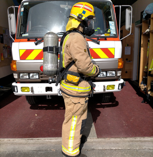 The 26kg firefighting kits, including breathing apparatus they will wear for the two-day crossing