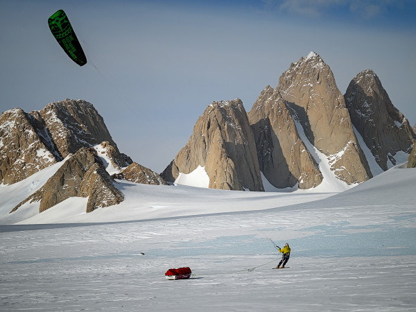 The trio kite surfed the 1700km journey on Antarctica. PHOTO/MARK SEDON The trio kite surfed the 1700km journey on Antarctica. PHOTO/MARK SEDON