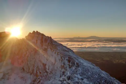 Sunrise on Taranaki Maunga Summit 