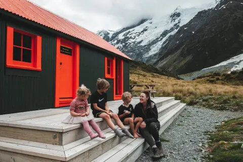 Thumbnail of Backyard Travel Family at the Hooker Hut Aoraki Mt Cook National Park