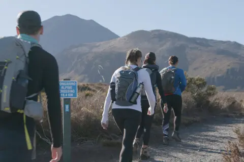 Trampers exploring Tongariro Alpine Crossing
