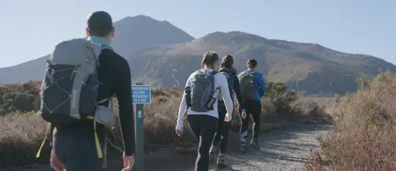 Trampers exploring Tongariro Alpine Crossing