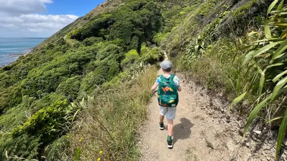 Child walking along the track on the Paekakariki Escarpment