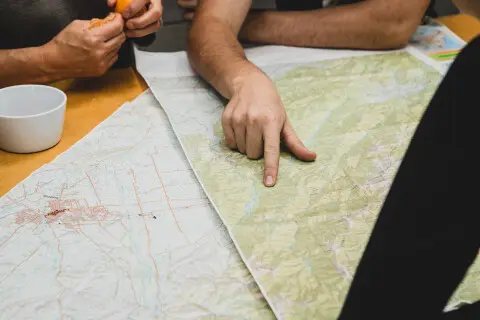 Thumbnail of People planning with Plan My Walk at home point at map Caleb Smith