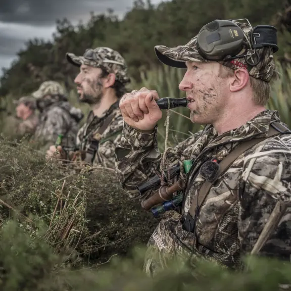 Duck hunters calling in maimai