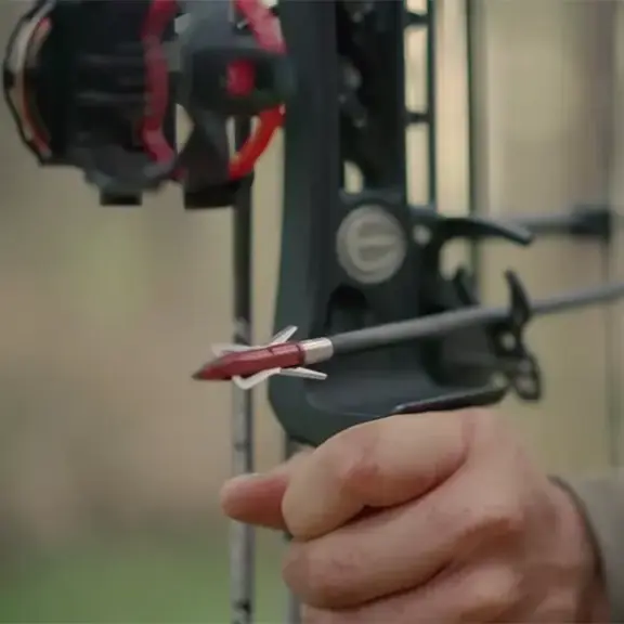 Close up of arrow being aimed in a bow