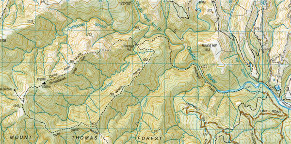 The Okuku Gorge area where the tramping party of three were.